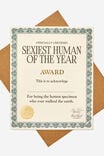 Premium Funny Birthday Card, AWARD SEXIEST HUMAN OF THE YEAR - alternate image 1