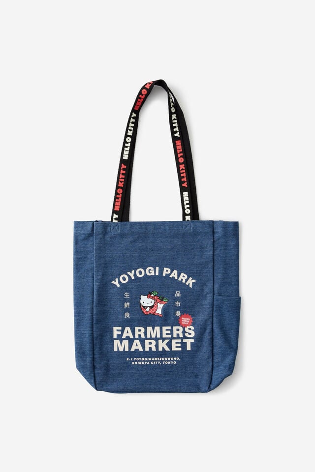 Collab Art Tote, LCN SAN HELLO KITTY FARMERS MARKET / DENIM