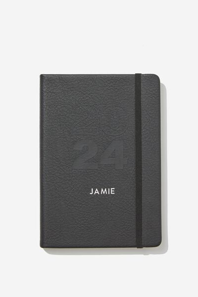 Personalised 2024 A5 Weekly Buffalo Diary, JET BLACK
