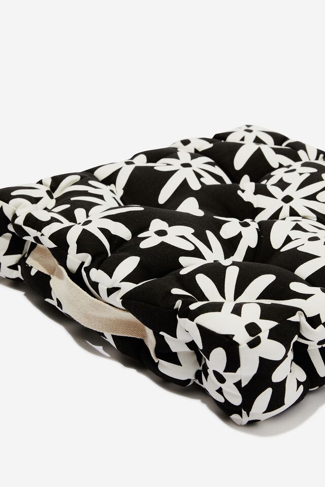 Floor Cushion, PAPER DAISY BLACK AND WHITE LARGE