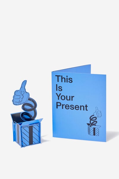 Luxe Nice Card, THIS IS YOUR PRESENT BLUE POP-OUT