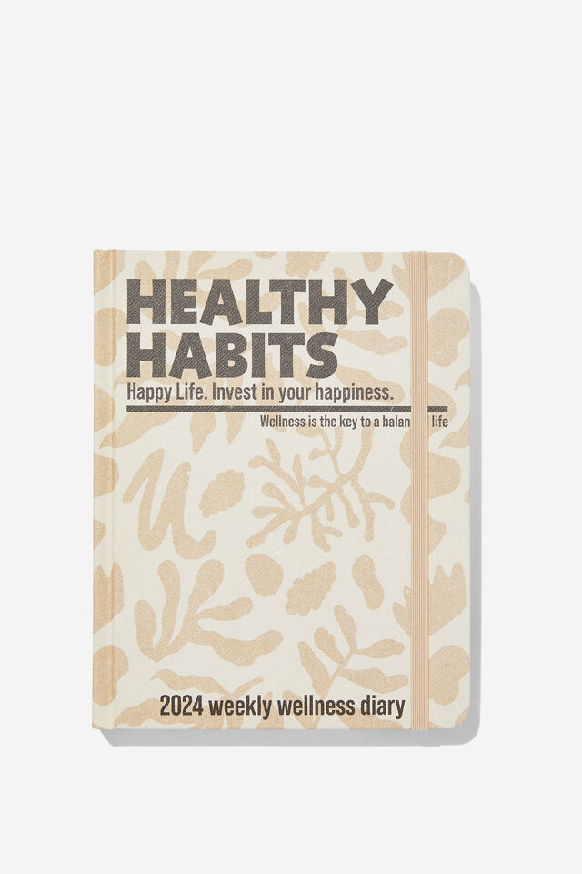 2024 Small Weekly Wellness Diary, LATTE FOLIAGE HABITS
