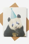 Premium Funny Birthday Card, PANDA PARTY HAT GOOGLY EYES - alternate image 1
