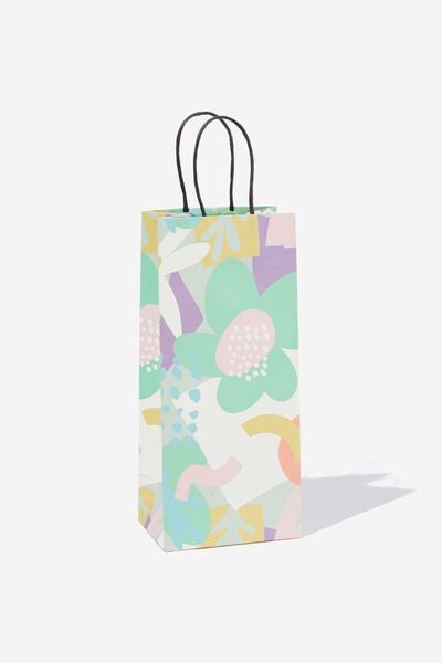 Bottle Gift Bag, ABSTRACT FLORAL SOFT POP