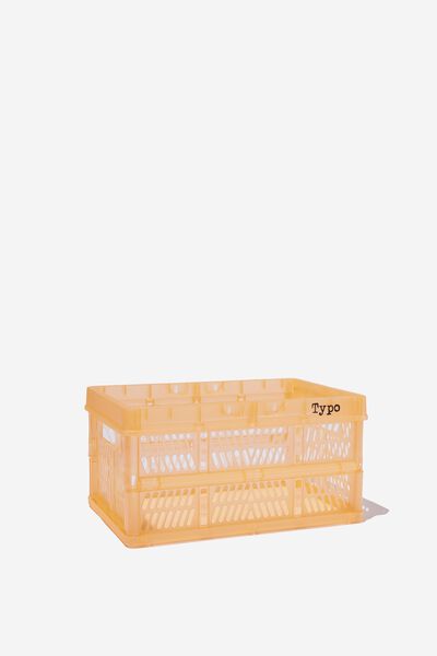 Small Foldable Storage Crate, TRANSPARENT TROPICAL PEACH
