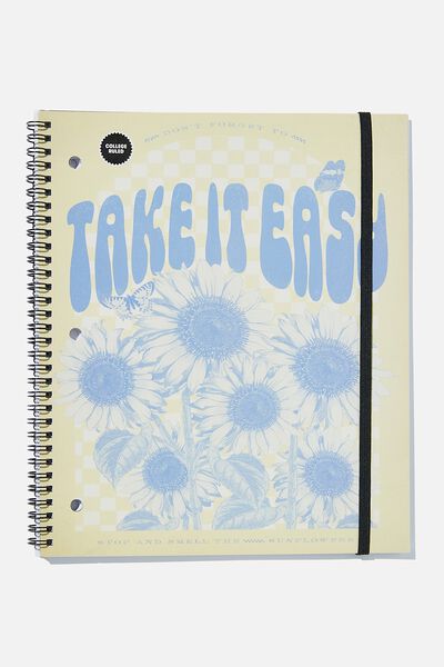 College Ruled Spinout Notebook V, TAKE IT EASY SUNFLOWERS