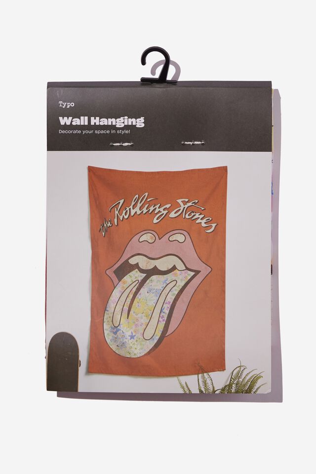 Rolling Stones Fabric Wall Hanging, LCN BRA ROLLING STONES FLORAL MOUTH