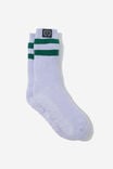 Slounge Around Slipper Sock, SOFT LILAC HERITAGE GREEN STRIPE - alternate image 1
