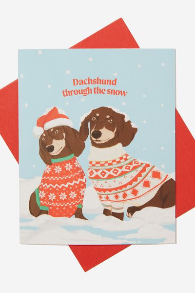Christmas Card 2023, DACHSHUND THROUGH THE SNOW!
