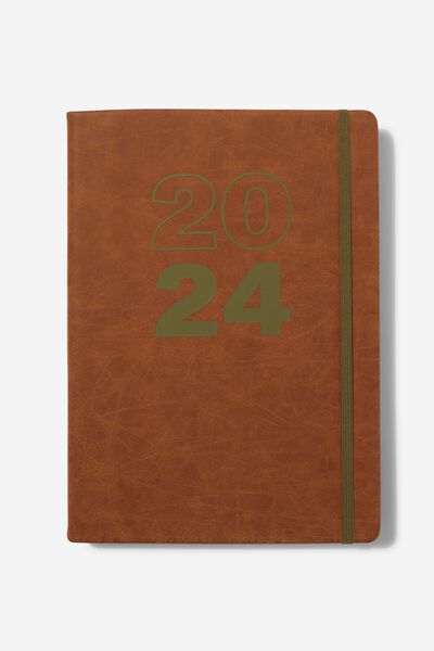 2024 A4 Daily Buffalo Diary, MID TAN OLIVE