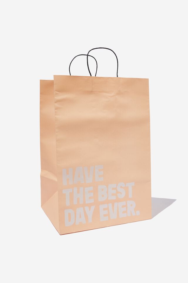 Get Stuffed Gift Bag - Large, HAVE THE BEST DAY EVER PEACH WHITE