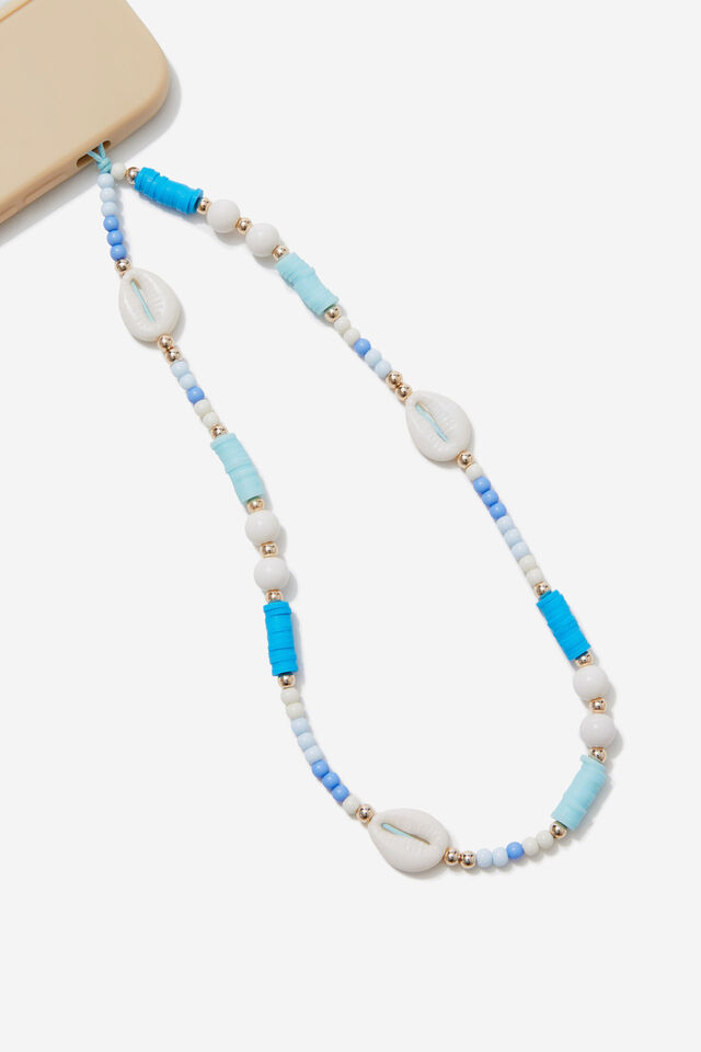 Carried Away Phone Charm Strap, NATURAL SHELL / BLUES