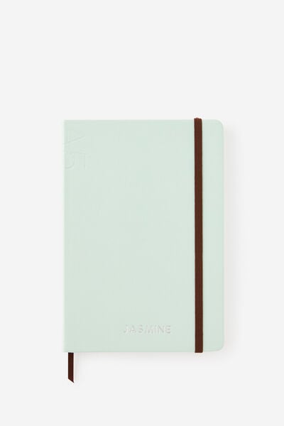 Personalised A5 Hard Lined Notetaker Notebook, MINTY ESPRESSO