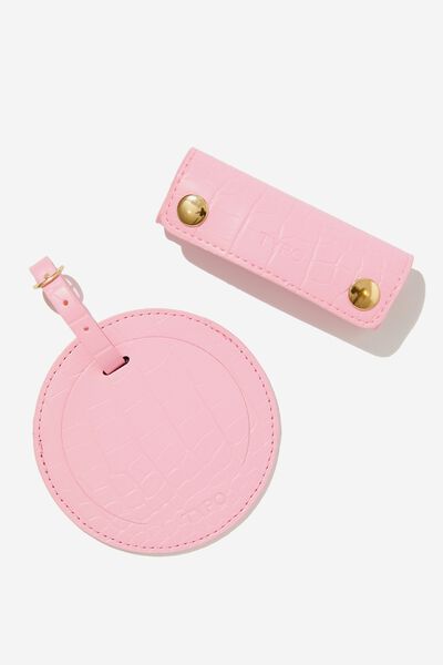Off The Grid Luggage Tag & Handle Cover Set, ROSA POWDER TEXTURED
