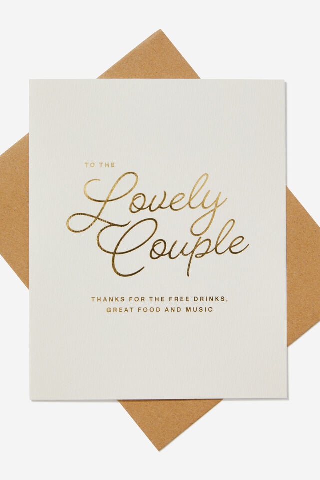 Premium Wedding Card, TO THE LOVELY COUPLE GOLD FOIL