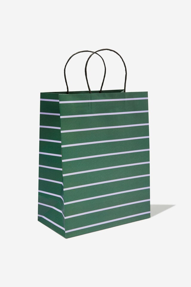 Get Stuffed Gift Bag - Medium, VARSITY STRIPE HERITAGE GREEN / SOFT LILAC