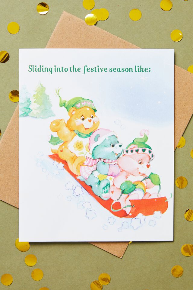 Care Bears Christmas Card 2022, LCN CLC CARE BEARS SLIDE INTO THE SEASON