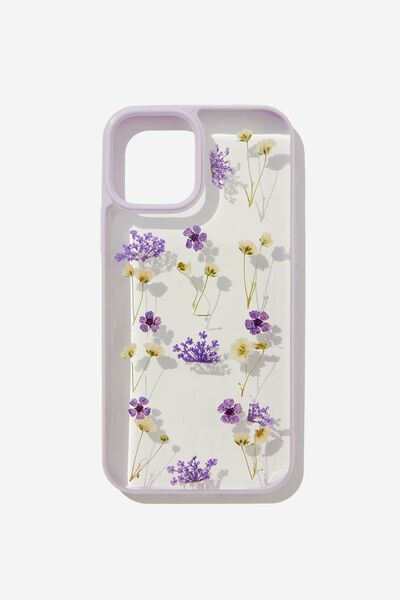 Protective Phone Case Iphone 12, 12 Pro, TRAPPED MICRO FLOWER / PURPLE