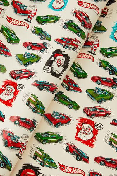 Christmas Wrapping Paper Roll, LCN MAT HOT WHEELS