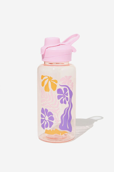 On-The-Go Hydrator Drink Bottle, ABSTRACT FLORAL CLEAR