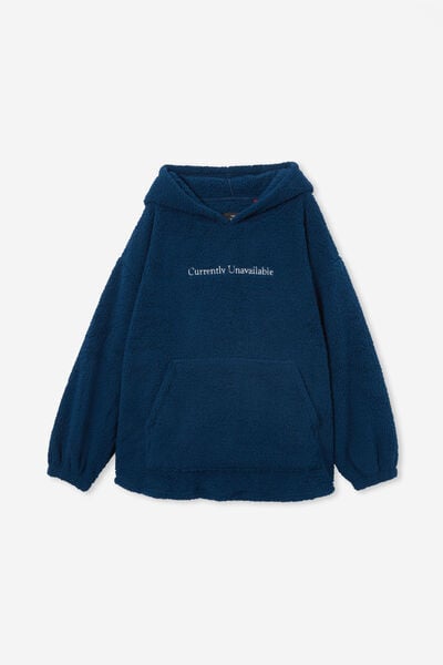 Teddy Slounge Around Oversized Hoodie, CURRENTLY UNAVAILABLE NAVY
