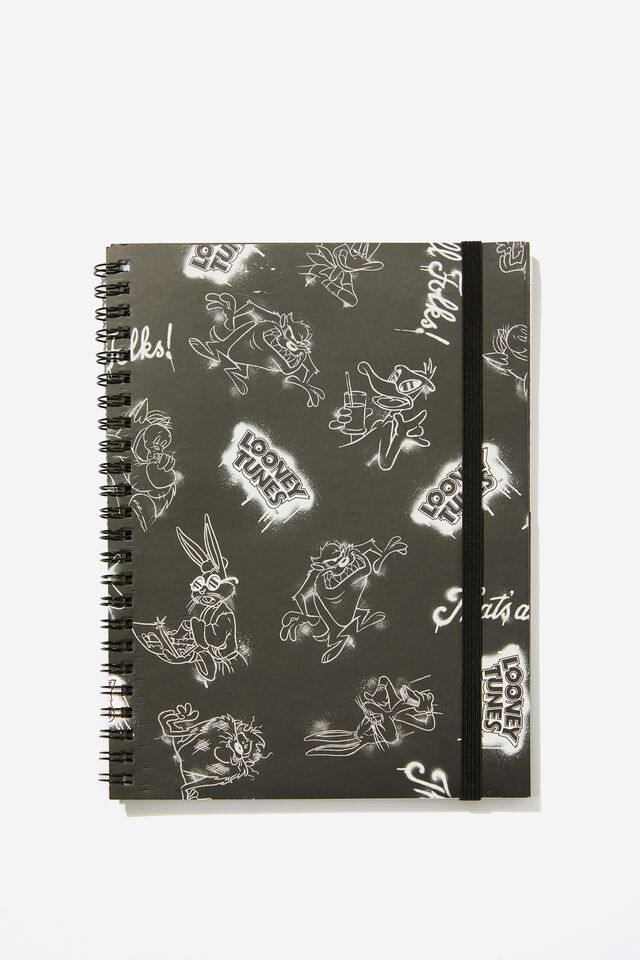Looney Tunes A5 Spinout Notebook, LCN WB LT BLACK YARDAGE