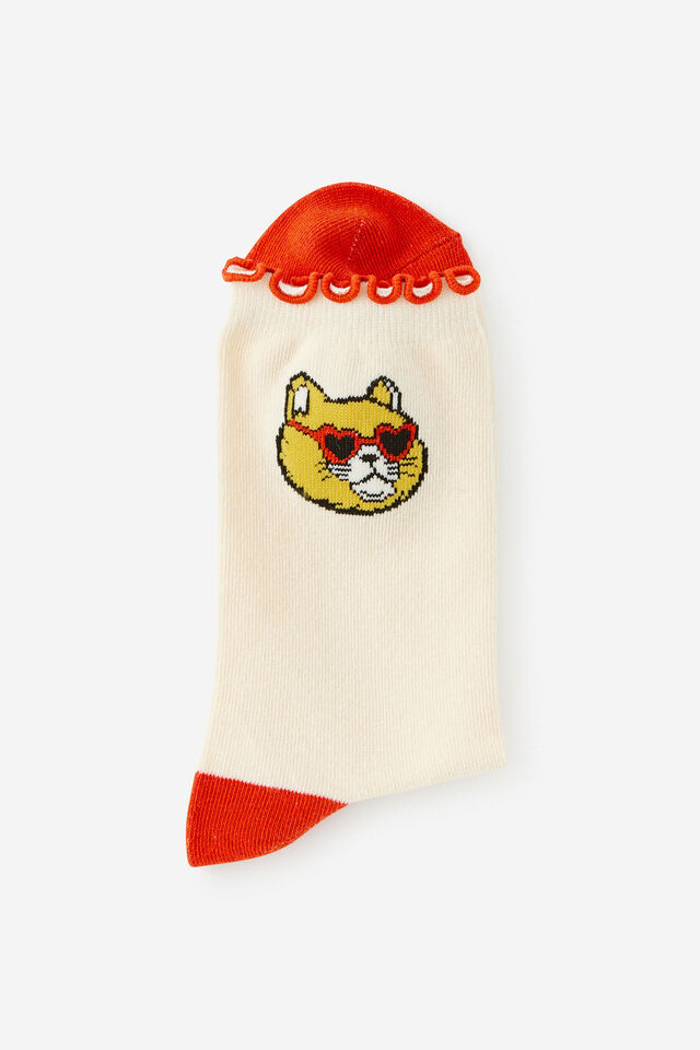 Mid Crew Socks, SUNGLASS CAT