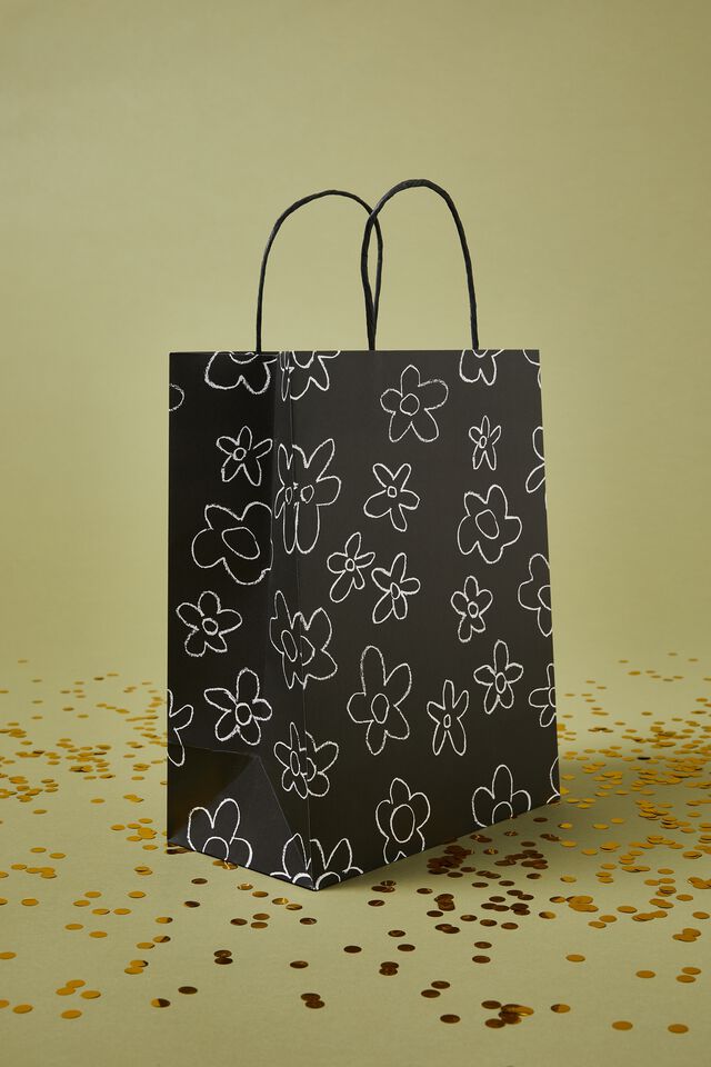Get Stuffed Gift Bag - Medium, BLACK KEYLINE DAISY