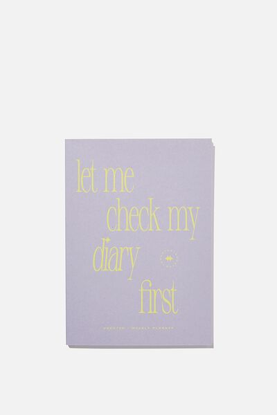 Undated A5  Weekly Planner, ORCHID LET ME CHECK MY DIARY