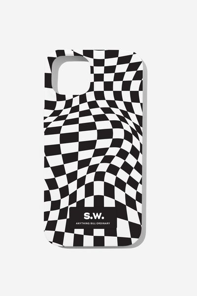 Personalised Slimline Recycled Phone Case Iphone 13, BLACK CHECK