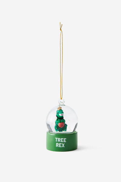 Christmas Snowglobe Ornament, TREE REX DINO