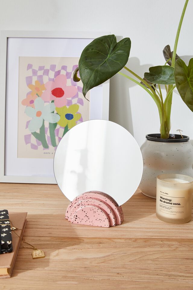 Shaped Vanity Mirror, ROSAPOWDER SPECKLE CIRICLE
