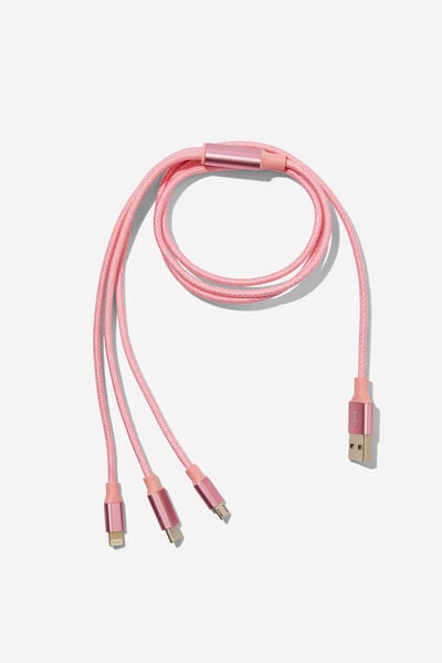 3-In-1 Universal Usb Charging Cable, BALLET BLUSH