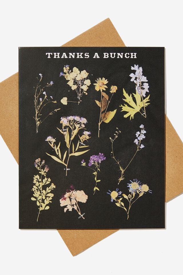 Thank You Card, THANKS A BUNCH DARK WILDFLOWERS