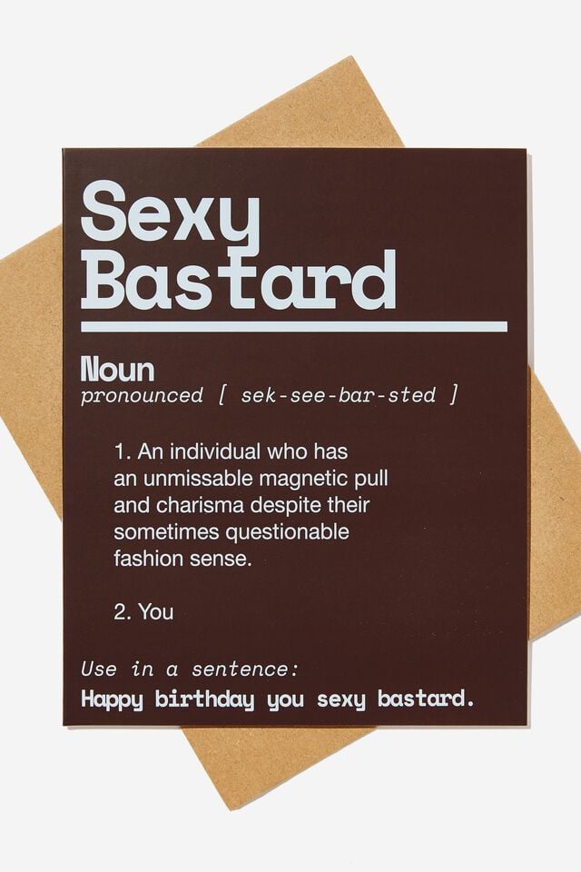 Funny Birthday Card, BROWN BLUE SEXY BASTARD!