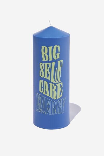 Stand Out Pillar Candle, SKYSCRAPER BLUE BIG SELF CARE ENERGY