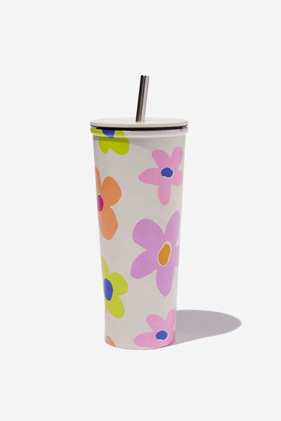 Metal Smoothie Cup, DRAWN DAISY MULTI