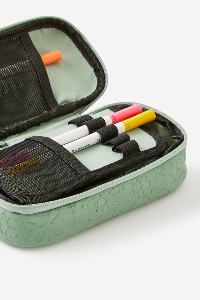 Green Geometric Case Mint Green Floral Pencil Case