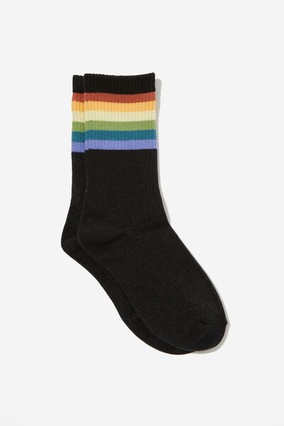 Socks, TUBE BLACK WITH MUTED RAINBOW