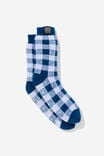 Slounge Around Slipper Sock, NAVY LILAC CHECK - alternate image 1