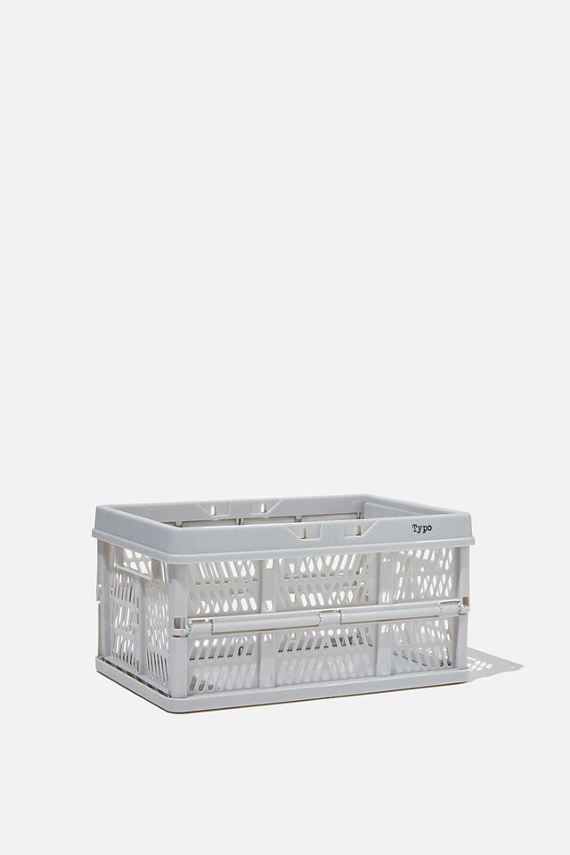 Small Foldable Storage Crate, COOL GREY