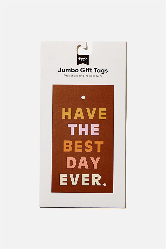 Jumbo Gift Tag Pack, HAVE THE BEST DAY EVER RUSSET
