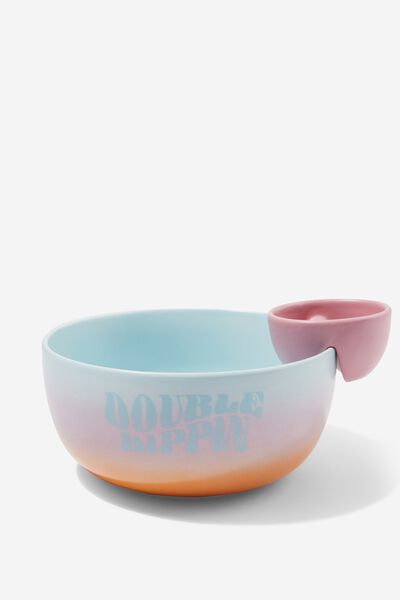 Double Dip Bowl, BLUE PINK ORANGE SOLARISED DOUBLE DIPPIN