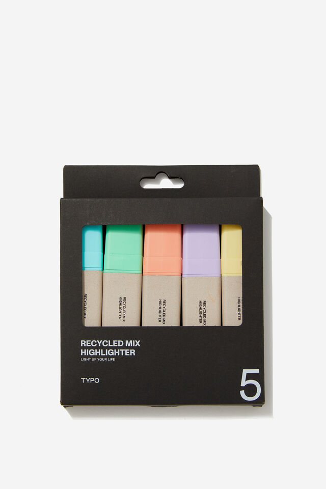 Highlighter 5Pk Recycled Mix, PASTELS