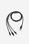 3-In-1 Universal Usb Charging Cable, BLACK - alternate image 1