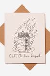 Funny Birthday Card, CAUTION FIRE HAZARD CANDLES - alternate image 1