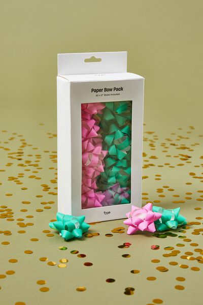 Paper Bow Pack, NEON PINK/TEAL