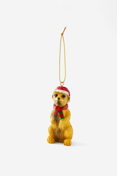 Resin Christmas Ornament, MEERKAT IN SCARF