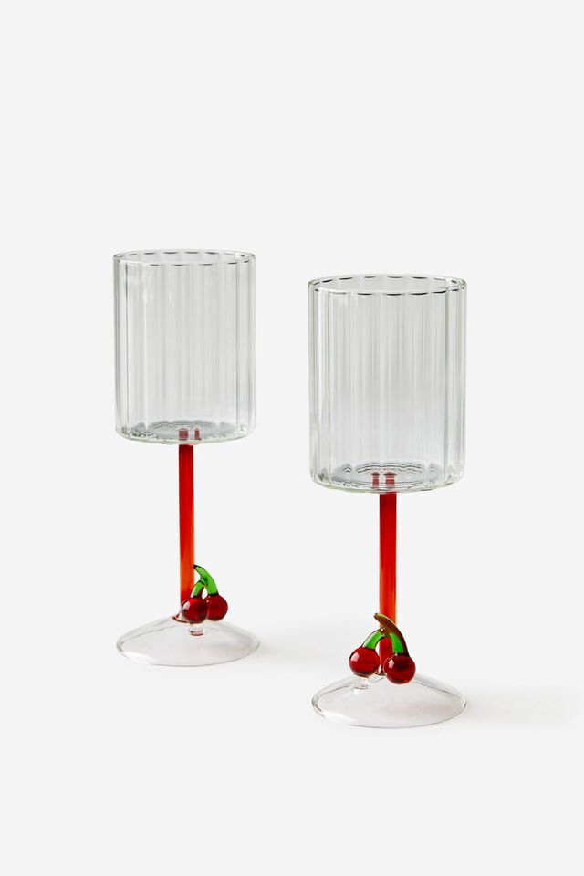 Novelty Cocktail Glass Set Of 2, CHERRY