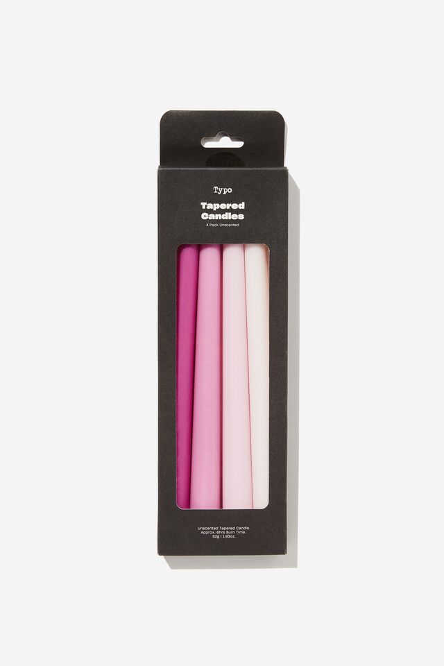 4 Pk Tapered Candles, FUCHSIA PINK